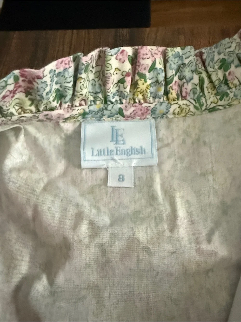 Little English Floral Tiered Long-Sleeve Dress in Pink, Green & Cream